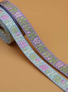 1roll Floral Jacquard DIY Sewing Trim - Blue - View 6