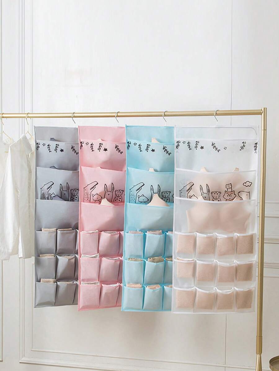 1 Treo Áo Ngực Tổ Chức Chống Bụi Túi Bảo Quản Móc Áo Lót Tổ Chức Đại Học Ký Túc Xá Essentials - Hồng - Xem 1