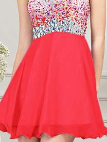 BABYONLINE D.R.E.S.S. One Shoulder Colourblock Chiffon Dress - Multicolor - View 3