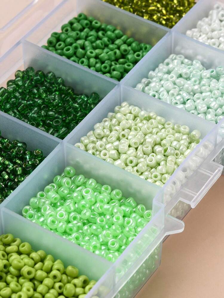 1box 8500pcs 10 Style Glass Seed Beads Round Green Fashionable 2mm DIY Bead For Women For DIY Jewelry Making - Multicolor - View 5