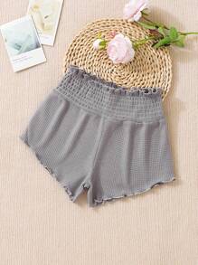 Girls Paperbag Waist Lettuce Trim Sleep Bottom - Grey - View 1