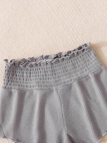 Girls Paperbag Waist Lettuce Trim Sleep Bottom - Grey - View 3