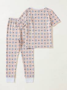 Toddler Boys Allover Print Snug Fit PJ Set - Apricot - View 2