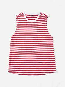 SHEIN Essnce 條紋圖案背心上衣 - 紅白色 - 查看 4