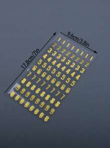 1pc Number Design Assorted Sticker, Simple Multi-purpose Decorative Sticker For DIY Craft, Decoration, Hand Account - Gold - View 4