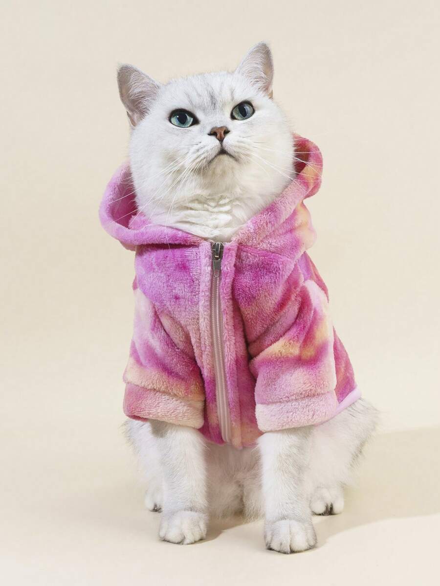 PETSIN 1入組紮染連帽寵物外套適用於狗狗和貓適用於寒冷天氣 - 彩色 - 查看 1