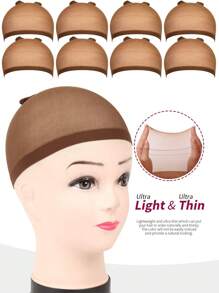 20Pcs Light Brown Stocking Wig Caps Stretchy Wig Caps for Women - Brown - View 4