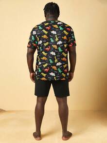SHEIN Extended Sizes Men Dinosaur Print PJ Set - Multicolor - View 2