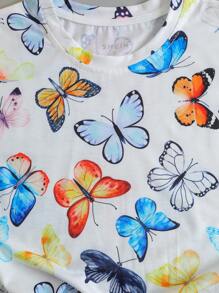 SHEIN LUNE Áo thun nữ Loại bướm Tất cả trên in Giải trí - Nhiều màu - Xem 6