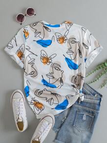 SHEIN LUNE 人像圖案T恤 - 彩色 - 查看 2