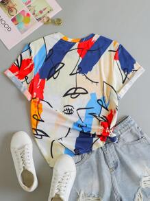 INAWLY Figure Graphic Tee Graphic Tees Women Tops - Multicolor - View 2