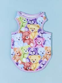 PETSIN 1pc Cartoon Bear Print Pet Tank For Dog And Cat For Summer