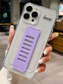 Hộp đựng điện thoại trong suốt có đồ họa chữ cái với giá đỡ từ tính bằng silicon - Màu tím - Xem 1