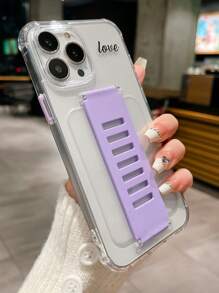 Hộp đựng điện thoại trong suốt có đồ họa chữ cái với giá đỡ từ tính bằng silicon - Màu tím - Xem 2