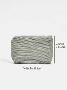 SHEIN 1入組滌綸洗漱用品收納現代素色收納袋和旅行 - 深灰色 - 查看 3