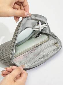 SHEIN 1入組滌綸洗漱用品收納現代素色收納袋和旅行 - 深灰色 - 查看 4