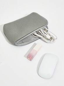 SHEIN 1入組滌綸洗漱用品收納現代素色收納袋和旅行 - 深灰色 - 查看 8