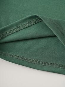 SHEIN LUNE Floral And Letter Graphic Tee - Green - View 5