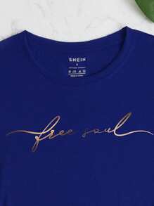 INAWLY Letter Graphic Tee Graphic Tees Women Tops