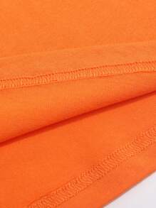 SHEIN EZwear Letter & Building Print Tee - Orange - View 6