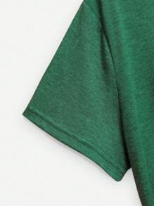 SHEIN LUNE Áo thun nữ Hoa Thiên hà Giải trí - xanh quân đội - Xem 5