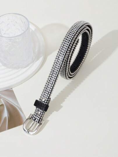 1入組女士水鑽裝飾時尚腰帶適合日常生活