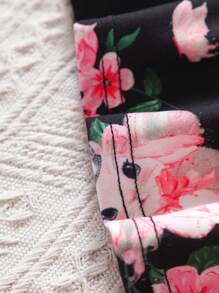 SHEIN Đầm em bé Xù Hoa Tất cả trên in - màu đen - Xem 5