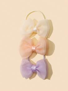 3pcs Baby Solid Color Bow Decor Hair Band - Multicolor - View 1