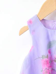 嬰兒印花網紗覆蓋連衣裙 - 紫色 - 查看 3