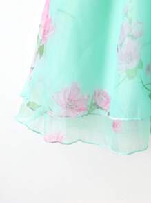 Elladie kids 波西米亞網拼接花卉印花嬰兒連衣裙 - 綠色 - 查看 6