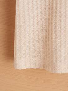 SHEIN Tween Girls' Knitted Solid Color Loose Fit Short Sleeve T-Shirt With Round Neckline - Apricot - View 3