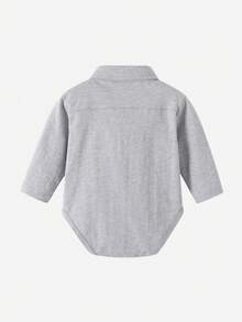 男嬰紳士風格優雅灰色連體衣 - 灰色 - 查看 2