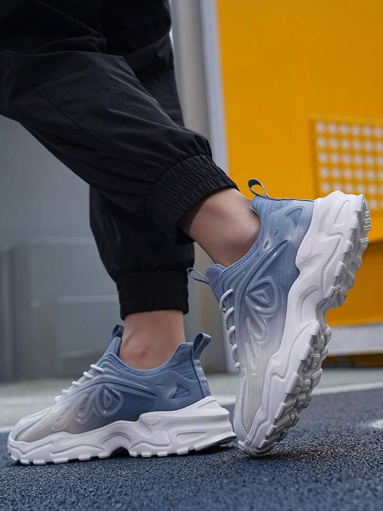 Men Ombre Lace Up Chunky Sneakers, Sporty Outdoor Mesh Sports Shoes - Multicolor - View 4