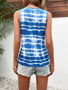 SHEIN VCAY Tie Dye Tank Top - Blue and White - View 2
