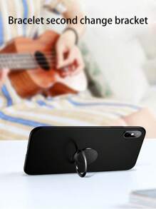 1入組圓形戒指座兼車用支架與超薄桌面支撐架，鋅合金 - 黑色 - 查看 2