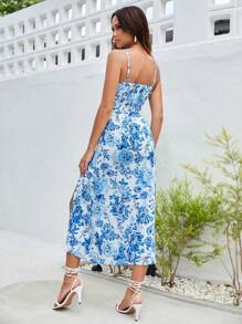 Soleia Floral Print Split Thigh Cami Dress
