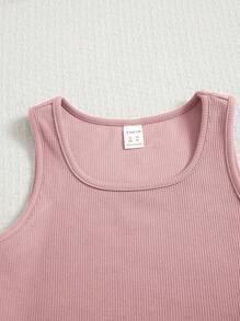 SHEIN 少女實心背心和束腰短褲