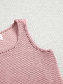 SHEIN 少女實心背心和束腰短褲