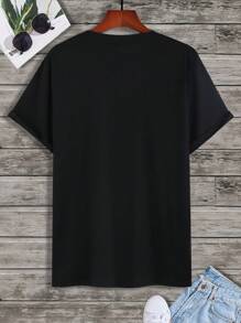 Manfinity LEGND Camisetas de hombre con cuello redondo ajustado, mangas cortas con hombro caído, de verano casuales con eslogan, de poliéster
