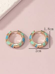 1個時尚,簡約,多用途漸層條紋設計手工鑽石下垂耳環 - 淺藍色 - 查看 4