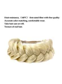 Elastic Braided Synthetic Hair Headband - Gold - View 4