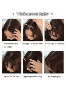 Short Straight Synthetic Hair Bangs With Sideburns - Dark Brown - View 8