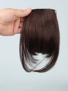Short Straight Synthetic Hair Bangs With Sideburns - Dark Brown - View 9