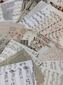 60pcs Music Sheet Pattern Material Paper, Vintage Multi-Purpose Decorative Paper For DIY Craft, Scrapbooking, Hand Account Back To School - Multicolor - View 2