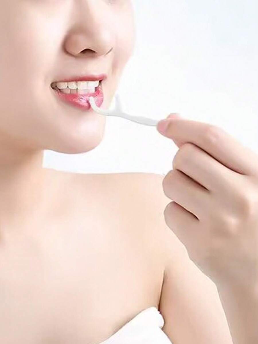 50pcs Portable Mini Dental Floss - White - View 1