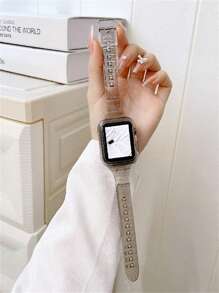 1入組金屬亮絲透明TPU細肩帶/小蠻腰適用於Apple Watch - 黑色 - 查看 2
