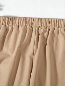 SHEIN 男孩字母補丁細節直筒褲 - 杏色 - 查看 3