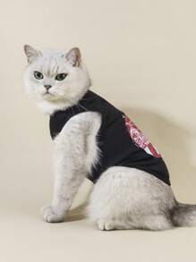 PETSIN 1PC Letter Graphic Pet Tank Cho Chó Và Mèo Cho Mùa Hè - Nhiều màu - Xem 3