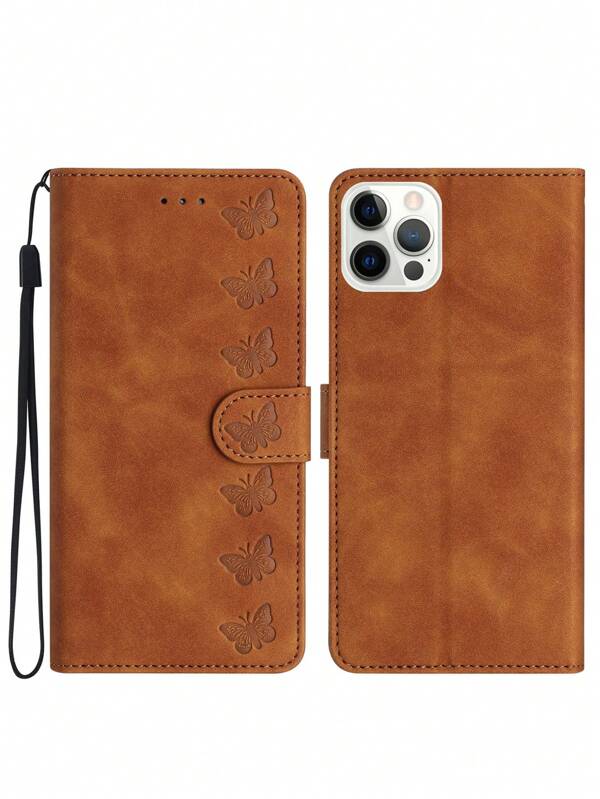 Butterfly Embossed PU Flip Phone Case