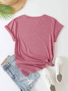 INAWLY Cactus And Butterfly Print Tee - Dusty Pink - View 2